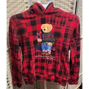 Polo Ralph Lauren Kids Holiday Plaid Polo Bear Hoodie Size L (14-16)